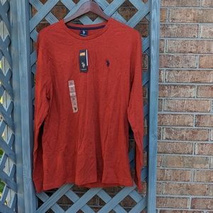 US POLO Assn. Red heather long sleeve tee